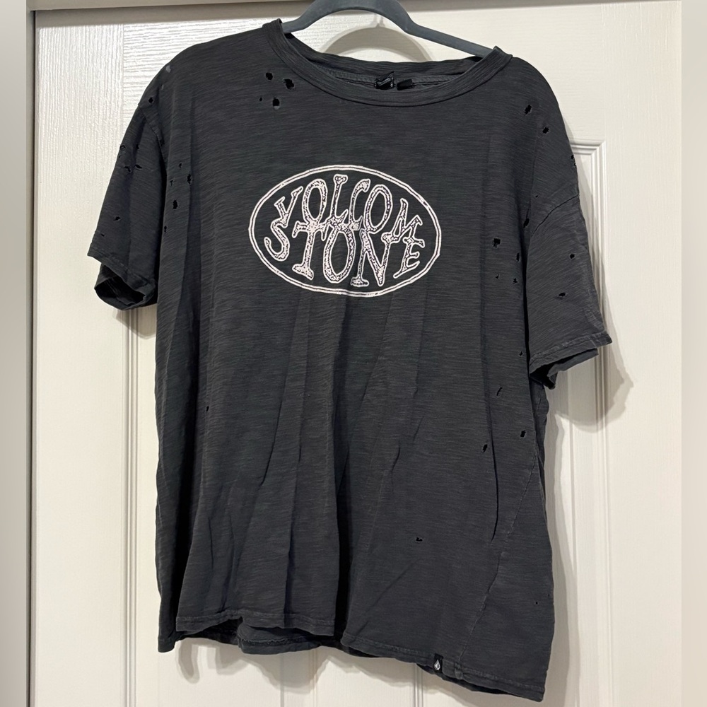 Volcom Black Distressed Short Sleeve Tee